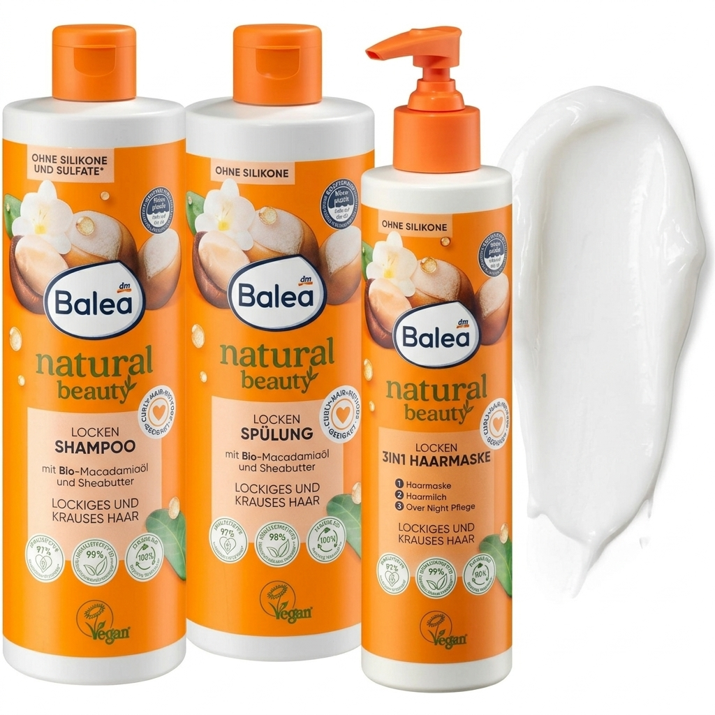Pack Balea - Shampoing + Après-shampoing + Masque capillaire pour les cheveux bouclés