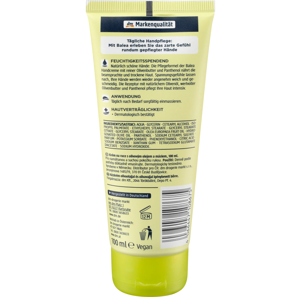 Balea - Crème pour les mains à l'olive, 100 ml