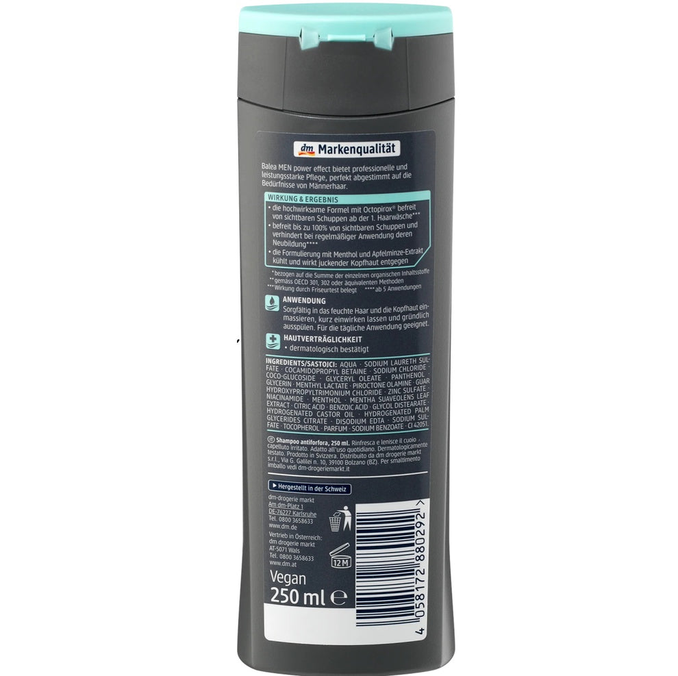 Balea Men - Shampoing antipelliculaire Power Effect, 250 ml