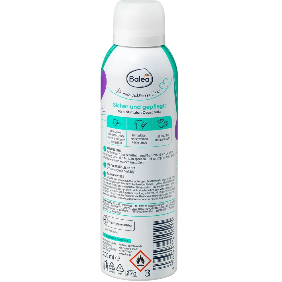 Balea - Déodorant anti-transpirant en spray Protection 5 en 1, 200 ml