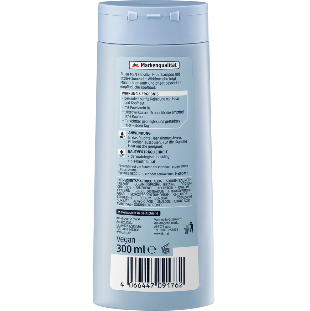Balea Men - Shampoing pour peaux sensibles, 300 ml