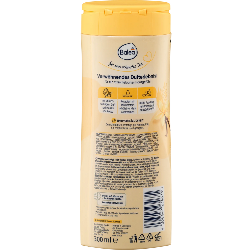 Balea - Crème de douche vanille & noix de coco, 300 ml
