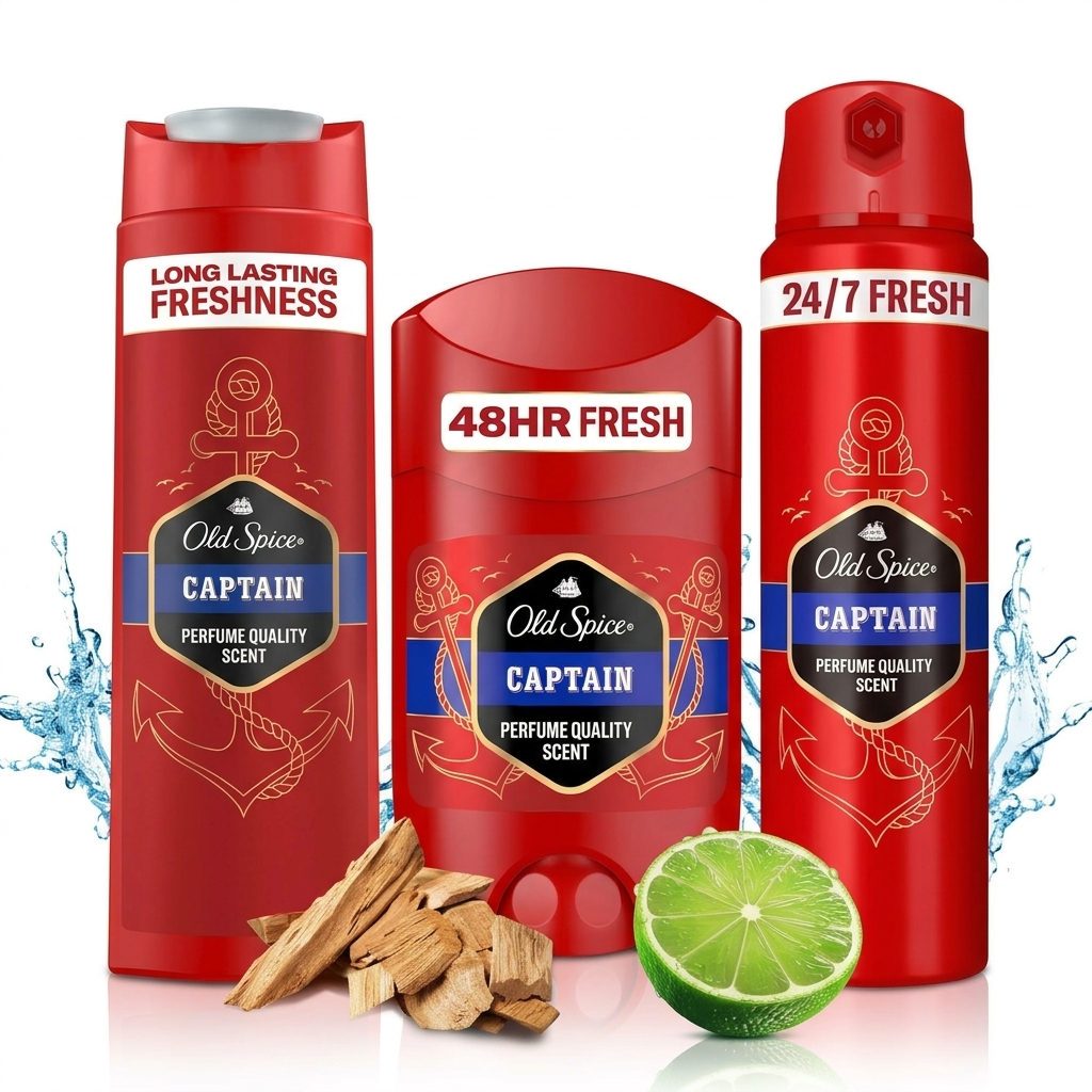 Pack Old Spice Captain - Gel Douche 3-en-1+ Stick + Déodorant Spray