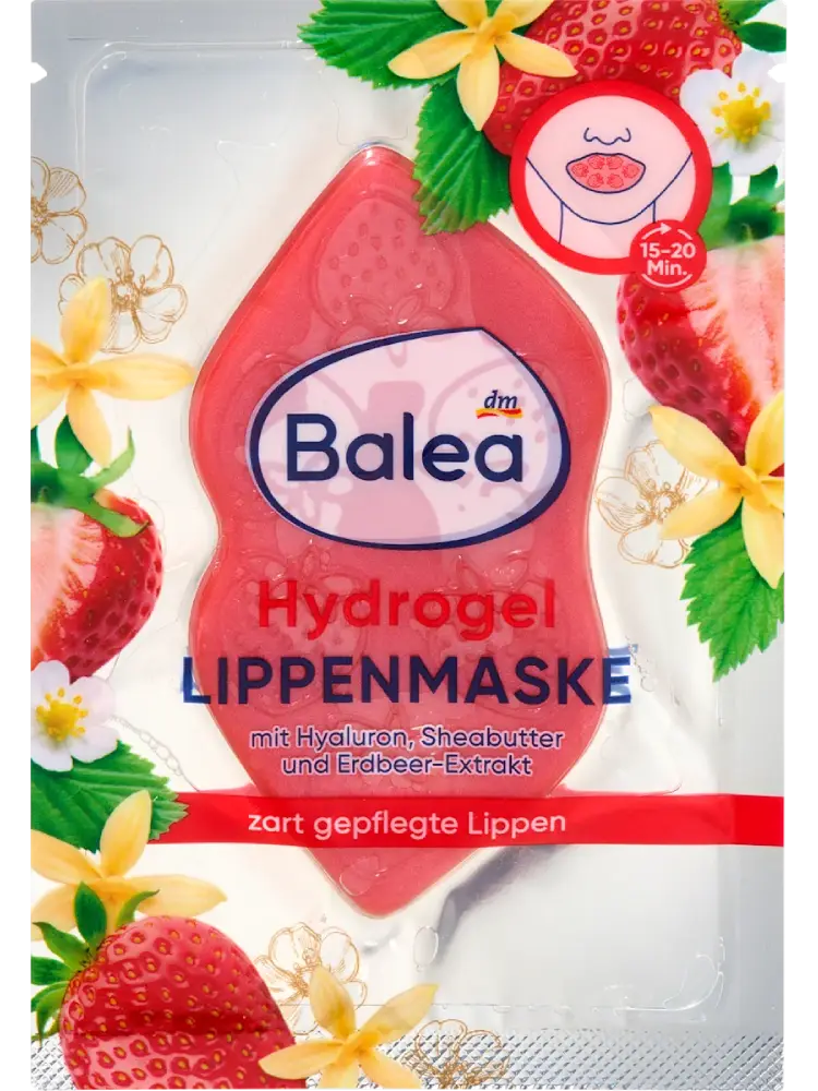 Balea - Masque à lèvres hydrogel fraise vanille, 1 pièce.