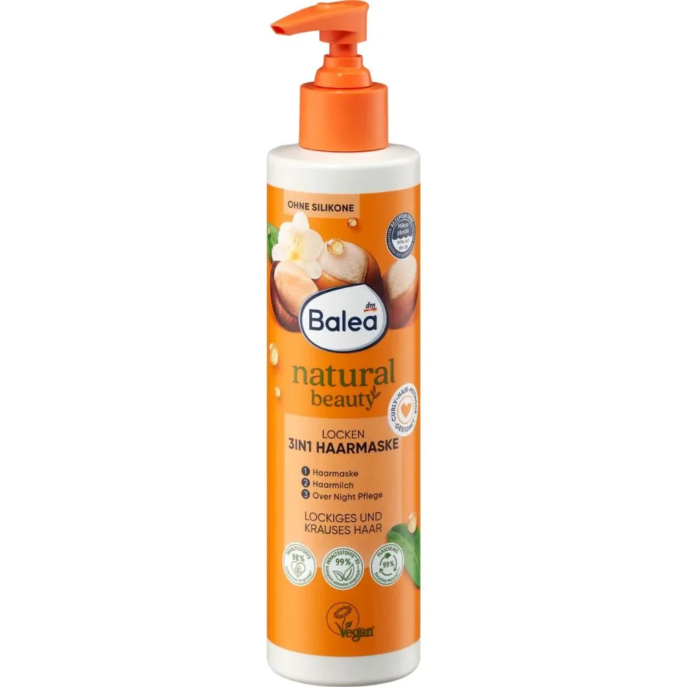 Balea - Masque capillaire 3 en 1 Beauté Naturelle Boucles, 250 ml